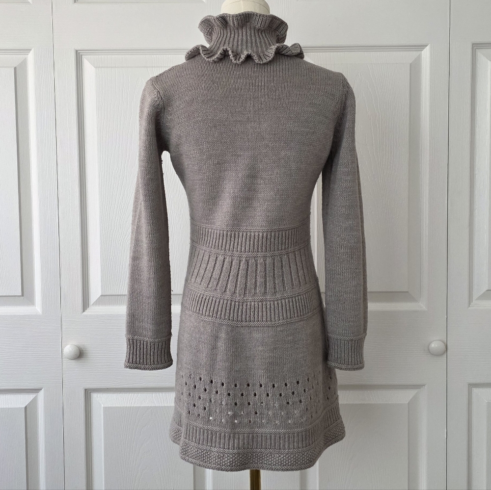 Gray Ruffle Long Cardigan - Picture 2 of 6